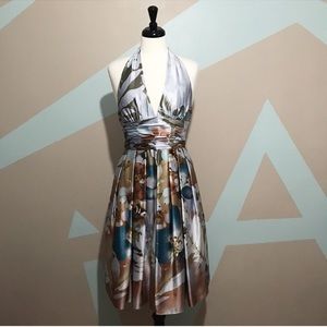 Adrianna Papell Silk Halter Tie A-line Dress